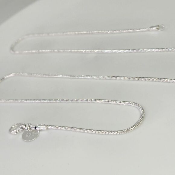 Solid Sterling Silver Plated 925 Stamped 2mm Snake Chain 21.5" Gift - Picture 3 of 5